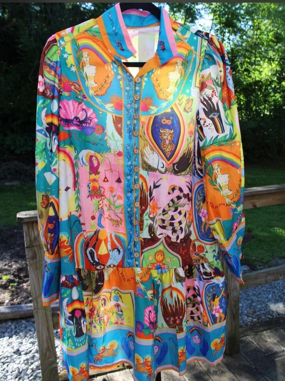 Whimsical Zodiac Linen Blend Smock Dress | XXL ✨I